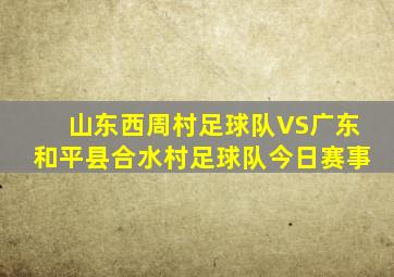 山东西周村足球队VS广东和平县合水村足球队今日赛事