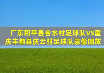 广东和平县合水村足球队VS重庆丰都县庆云村足球队录像回放