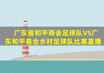 广东省和平商会足球队VS广东和平县合水村足球队比赛直播
