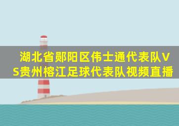 湖北省郧阳区伟士通代表队VS贵州榕江足球代表队视频直播