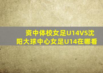 资中体校女足U14VS沈阳大球中心女足U14在哪看