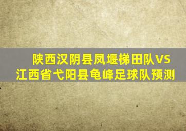 陕西汉阴县凤堰梯田队VS江西省弋阳县龟峰足球队预测